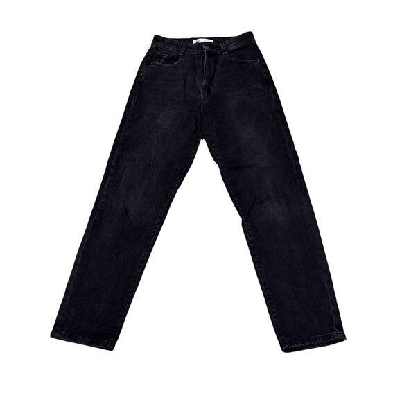 Zara Womens Black High-Waisted Straight-Leg Jeans Size 26/4 Cotton Blend Denim - Picture 1 of 9